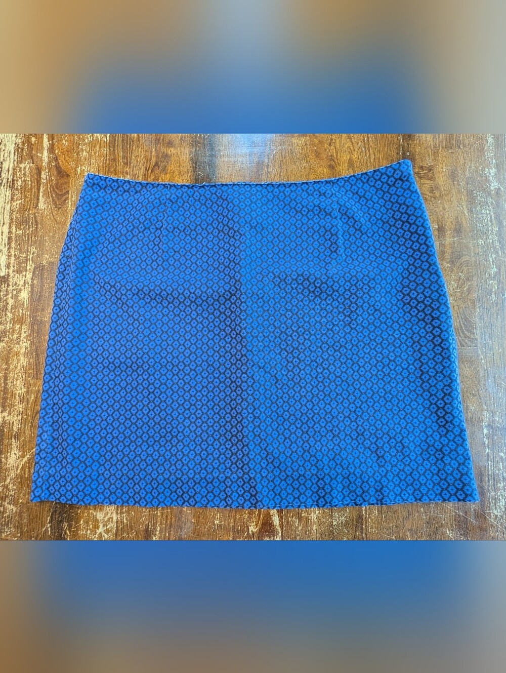 L.L. Bean Favorite Fit Geometric Skirt Womens Plus Size 16 Blue Casual Business